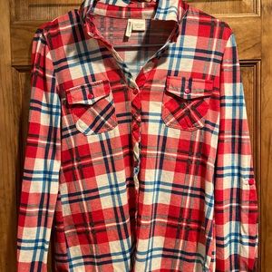 Passport Red Flannel Button Up